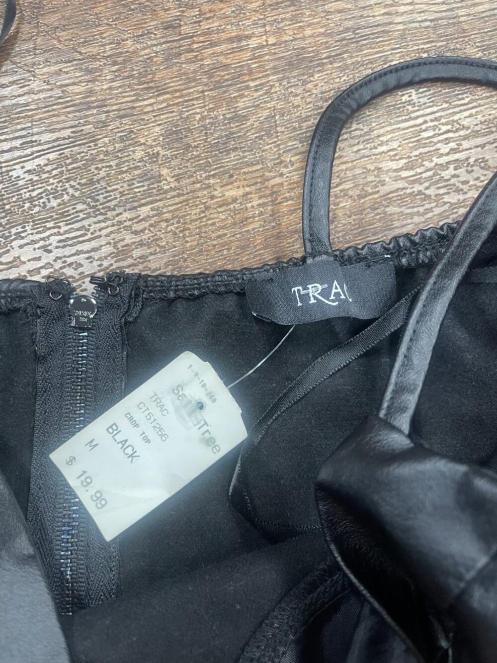 TRAC NWT Black Faux Leather-Look Bustier Crop Top Medium - Picture 5 of 8